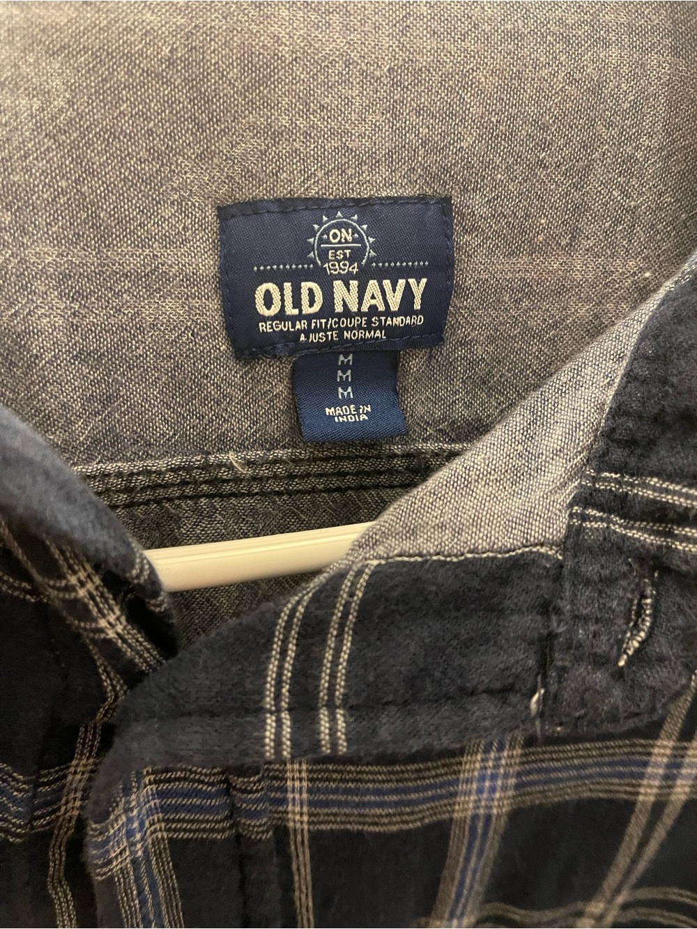 Old Navy Black and Blue Plaid Flannel Shirt